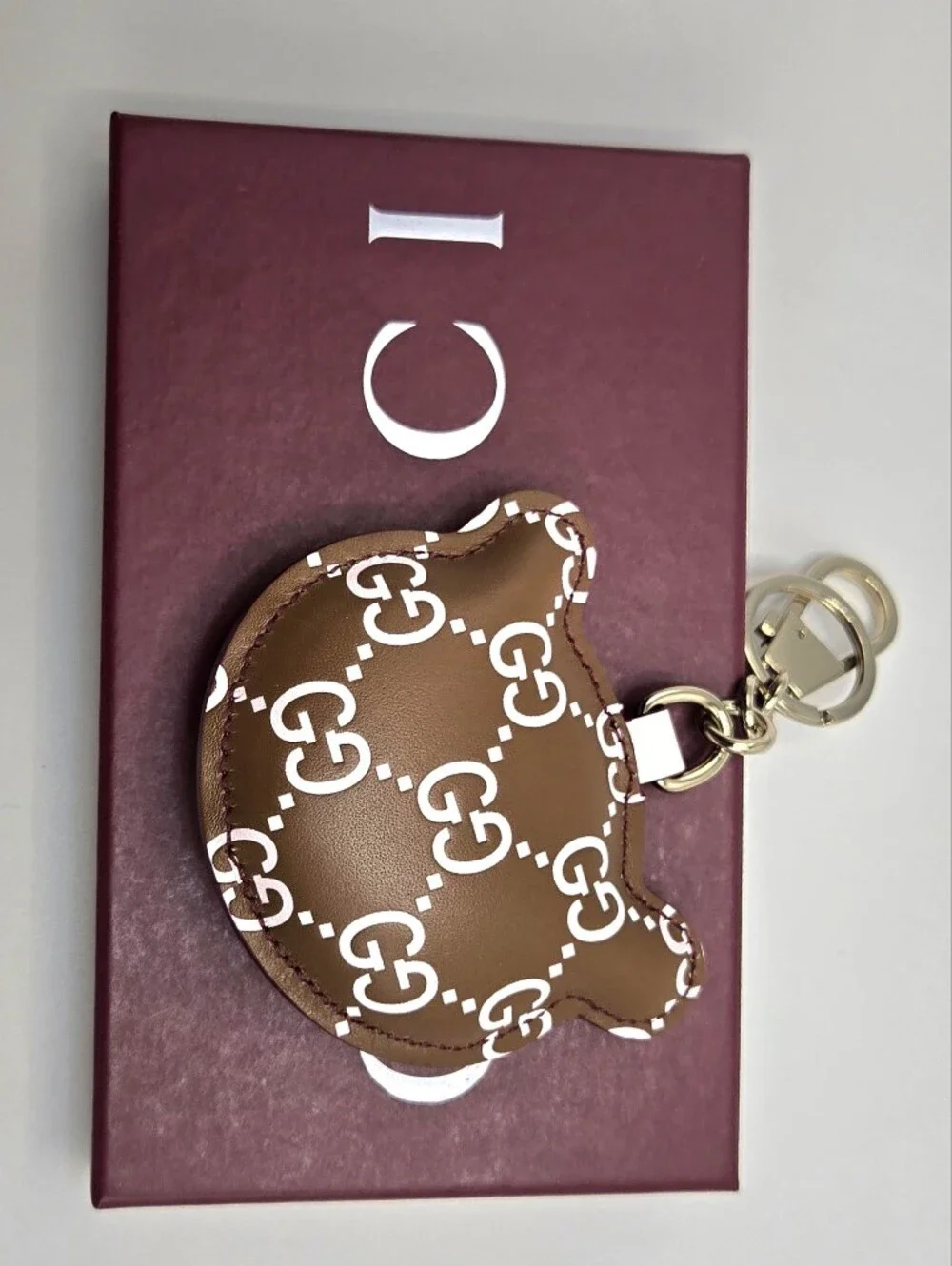 #178 - Gucci Accessory  Panda Shape 821890 Leather Bag/Key Charm - NWT